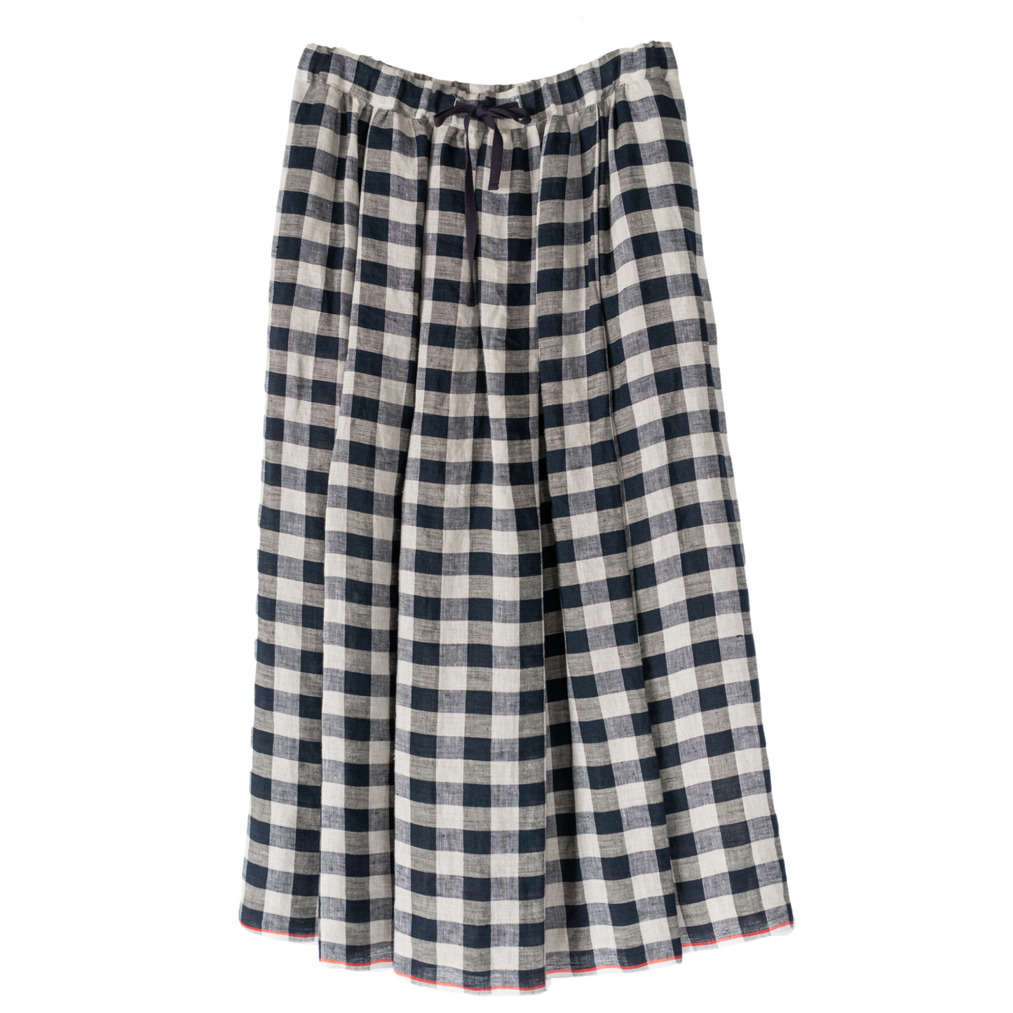 STAMP AND DIARY SELVEDGE LINEN GATHERED SKIRT