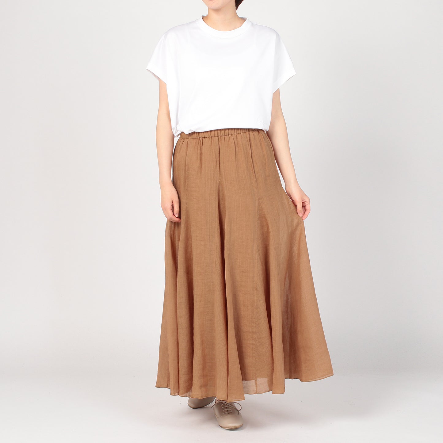 PASSIONE LINEN GATHER FLARED SKIRT