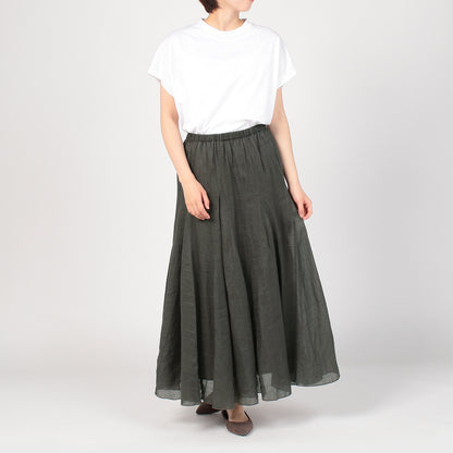 PASSIONE LINEN GATHER FLARED SKIRT