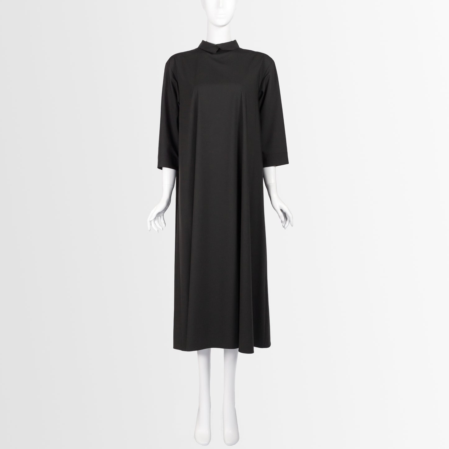 STAMP AND DIARY CROSS-COLLAR FLARED TUCK DRESS